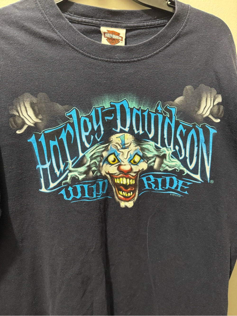 Vintage Harley Davidson Long Sleeve Navy Wild Ride Clown Nevada Size XL